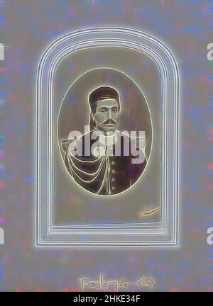 Inspiré par le Portrait de Mustapha Ben Ismaïl, général tunisien et ministre, partie de l'album photo avec 123 cartes de visite de membres de maisons royales européennes, de politiciens et de personnes bien connues., c. 1875 - avant 1887, papier, imprimé albumine, hauteur 88 mm × largeur 54 mm hauteur 100 mm × largeur 59 mm, repensé par Artotop. L'art classique réinventé avec une touche moderne. Conception de lumière chaleureuse et gaie, de luminosité et de rayonnement de lumière. La photographie s'inspire du surréalisme et du futurisme, embrassant l'énergie dynamique de la technologie moderne, du mouvement, de la vitesse et révolutionne la culture Banque D'Images