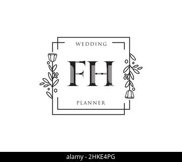 Logo FH féminin.Utilisable pour les logos nature, salon, Spa, cosmétique et Beauté.Elément de modèle de logo Flat Vector. Illustration de Vecteur