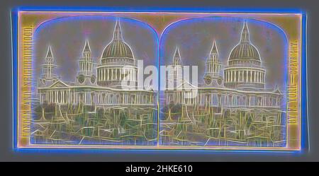 Inspiré par la vue sur la cathédrale Saint-Paul de Londres, la cathédrale Saint-Paul, Londres et ses environs, Frederick York, Londres, c. 1860 - c. 1880, imprimé albumine, hauteur 85 mm × largeur 170 mm, repensé par Artotop. L'art classique réinventé avec une touche moderne. Conception de lumière chaleureuse et gaie, de luminosité et de rayonnement de lumière. La photographie s'inspire du surréalisme et du futurisme, embrassant l'énergie dynamique de la technologie moderne, du mouvement, de la vitesse et révolutionne la culture Banque D'Images