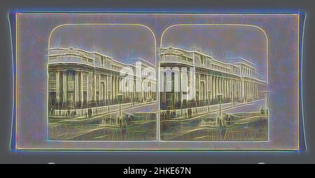 Inspiré par View of the Bank of England à Londres, Bank of England, Views of London, Londres, c. 1850 - c. 1880, imprimé albumine, hauteur 85 mm × largeur 170 mm, repensé par Artotop. L'art classique réinventé avec une touche moderne. Conception de lumière chaleureuse et gaie, de luminosité et de rayonnement de lumière. La photographie s'inspire du surréalisme et du futurisme, embrassant l'énergie dynamique de la technologie moderne, du mouvement, de la vitesse et révolutionne la culture Banque D'Images
