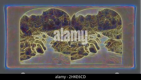 Inspiré par la rivière près de Kenmare, vue près de Kenmare, comté de Kerry, Irlande, Kenmare, c. 1850 - c. 1880, imprimé albumine, hauteur 85 mm × largeur 170 mm, repensé par Artotop. L'art classique réinventé avec une touche moderne. Conception de lumière chaleureuse et gaie, de luminosité et de rayonnement de lumière. La photographie s'inspire du surréalisme et du futurisme, embrassant l'énergie dynamique de la technologie moderne, du mouvement, de la vitesse et révolutionne la culture Banque D'Images