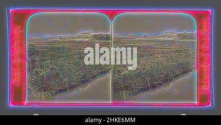 Inspiré par l'hippodrome du Bois de Boulogne à Paris, France au Stereoscope, Charles Gérard, Bois de Boulogne, c. 1850 - c. 1875, imprimé albumine, hauteur 85 mm × largeur 170 mm, repensé par Artotop. L'art classique réinventé avec une touche moderne. Conception de lumière chaleureuse et gaie, de luminosité et de rayonnement de lumière. La photographie s'inspire du surréalisme et du futurisme, embrassant l'énergie dynamique de la technologie moderne, du mouvement, de la vitesse et révolutionne la culture Banque D'Images