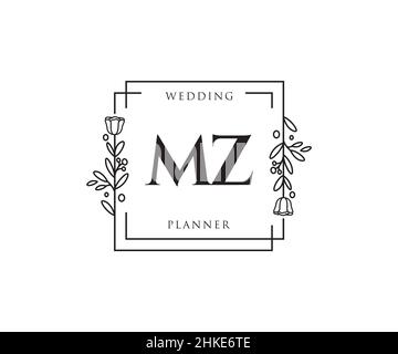 Logo MZ féminin.Utilisable pour les logos nature, salon, Spa, cosmétique et Beauté.Elément de modèle de logo Flat Vector. Illustration de Vecteur