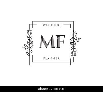 Logo MF féminin.Utilisable pour les logos nature, salon, Spa, cosmétique et Beauté.Elément de modèle de logo Flat Vector. Illustration de Vecteur