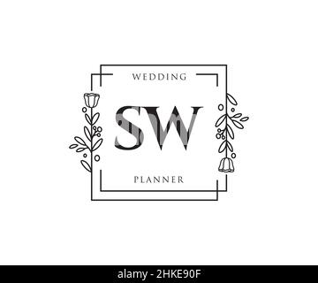 Logo SW féminin.Utilisable pour les logos nature, salon, Spa, cosmétique et Beauté.Elément de modèle de logo Flat Vector. Illustration de Vecteur