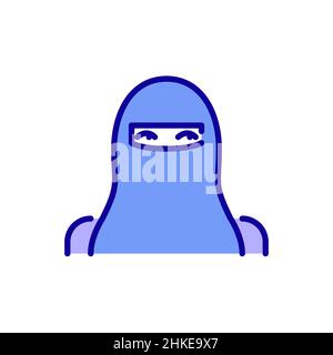 Femme portant un niqab.Icône d'avatar couleur de contour pixel Perfect, modifiable Illustration de Vecteur