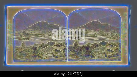 Inspiré par la vue d'Interlaken, avec la Jungfrau en arrière-plan, vue d'Interlaken et de la Jungfrau. Suisse., William England, Berne, ch. 1850 - c. 1880, imprimé albumine, hauteur 85 mm × largeur 170 mm, repensé par Artotop. L'art classique réinventé avec une touche moderne. Conception de lumière chaleureuse et gaie, de luminosité et de rayonnement de lumière. La photographie s'inspire du surréalisme et du futurisme, embrassant l'énergie dynamique de la technologie moderne, du mouvement, de la vitesse et révolutionne la culture Banque D'Images