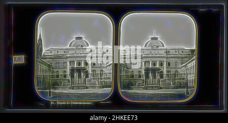 Inspiré par la vue de la façade du Palais de Justice à Paris, France, façade du Palais de Justice, Paris, 1856 - 1890, Verre, zegel rand:, lame, hauteur 84 mm × largeur 170 mm, repensé par Artotop. L'art classique réinventé avec une touche moderne. Conception de lumière chaleureuse et gaie, de luminosité et de rayonnement de lumière. La photographie s'inspire du surréalisme et du futurisme, embrassant l'énergie dynamique de la technologie moderne, du mouvement, de la vitesse et révolutionne la culture Banque D'Images