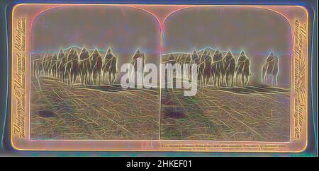 Inspiré par les New Zealand Mounted Rifles après une attaque de fer à cheval à Rensburg, 15 janvier, New Zealand Mounted Rifles (Jan 15th) après avoir repulsant l'attaque de Boer au point de bayonets, Rensburg, S. Africa, éditeur: Underwood and Underwood, Rensburg, éditeur: New York (ville), 15-Jan-1900, papier, réimaginé par Artotop. L'art classique réinventé avec une touche moderne. Conception de lumière chaleureuse et gaie, de luminosité et de rayonnement de lumière. La photographie s'inspire du surréalisme et du futurisme, embrassant l'énergie dynamique de la technologie moderne, du mouvement, de la vitesse et révolutionne la culture Banque D'Images