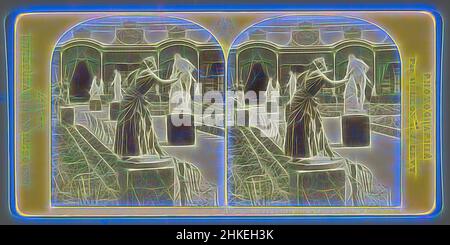 Inspiré par les sculptures dans le jardin Central à l'exposition universelle de 1867, Groupe de statues dans le jardin Central, le Colin-Maillard, exposition universelle de 1867, Léon & Lévy, Paris, 1867, papier, Imprimé albumine, hauteur 83 mm × largeur 171 mm, repensé par Artotop. L'art classique réinventé avec une touche moderne. Conception de lumière chaleureuse et gaie, de luminosité et de rayonnement de lumière. La photographie s'inspire du surréalisme et du futurisme, embrassant l'énergie dynamique de la technologie moderne, du mouvement, de la vitesse et révolutionne la culture Banque D'Images