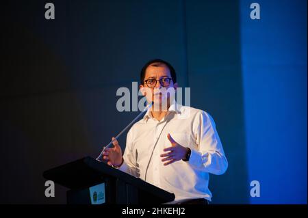 Cartagena, Colombie.03rd févr. 2022.Le procureur général de la Colombie, Francisco Barbosa, lors du congrès international de lutte contre la drogue à Cartagena, Colombie, le 22 février 2022.La Colombie marque une nouvelle stratégie contre le trafic de drogue dans le cadre de la stratégie « Esmeralda ».Crédit : long Visual Press/Alamy Live News Banque D'Images