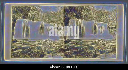 Inspiré par Waterfall dans la vallée de Kaaterskill dans les montagnes de Catskills, Bastion Fall dans la gorge de Kauterskill, The Glens of the Catskills, éditeur: Edward Anthony, Kaaterskill Falls, éditeur: New York (ville), 1857 - 1862, papier, imprimé albumine, hauteur 84 mm × largeur 174 mm, réimaginé par Artotop. L'art classique réinventé avec une touche moderne. Conception de lumière chaleureuse et gaie, de luminosité et de rayonnement de lumière. La photographie s'inspire du surréalisme et du futurisme, embrassant l'énergie dynamique de la technologie moderne, du mouvement, de la vitesse et révolutionne la culture Banque D'Images