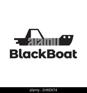 silhouette fast boat cargo logo design vecteur graphique symbole icône illustration idée créative Illustration de Vecteur