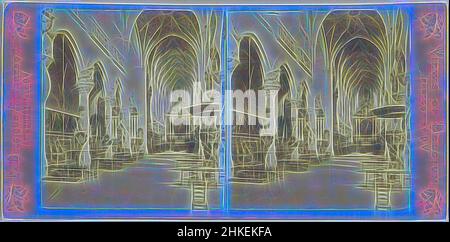 Inspiré par l'intérieur de l'église Saint-Paul à Anvers, Anvers, l'église Saint-Paul, vue levier sous l'orgue, la Belgique pittoresque et monumentale, vues sur la Belgique, Jules Hippolyte Queval, Anvers, 1866 - 1870, Papier, imprimé albumine, hauteur 85 mm × largeur 175 mm, repensé par Artotop. L'art classique réinventé avec une touche moderne. Conception de lumière chaleureuse et gaie, de luminosité et de rayonnement de lumière. La photographie s'inspire du surréalisme et du futurisme, embrassant l'énergie dynamique de la technologie moderne, du mouvement, de la vitesse et révolutionne la culture Banque D'Images