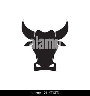 silhouette noir tête de vache logo, vecteur graphique symbole icône illustration idée créative Illustration de Vecteur
