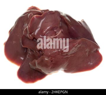 Foie de poulet isolé sur fond blanc Banque D'Images