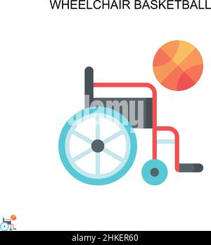 Icône vecteur simple de basket-ball en fauteuil roulant.Modèle de conception de symbole d'illustration pour élément d'interface utilisateur Web mobile. Illustration de Vecteur