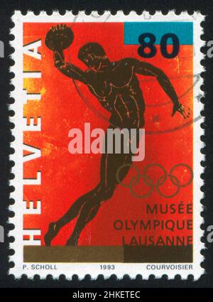 SUISSE - VERS 1993: Timbre imprimé par la Suisse, montre Sportsman, vers 1993 Banque D'Images