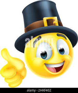 L'icône du craon Emoji de Thanksgiving Pilgrim Emoticon Illustration de Vecteur