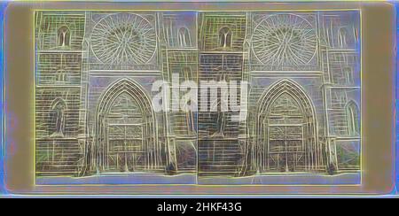 Inspiré par le portail de l'église Saint-Laurentius à Nuremberg, Allemagne, Allemagne - Nuremberg. Portal der Lorenz-Kirche, Johann Friedrich Stiehm, éditeur: E. Linde & Co, Neurenberg, éditeur: London, 1863 - 1868, papier, Imprimé albumine, hauteur 88 mm × largeur 178 mm, repensé par Artotop. L'art classique réinventé avec une touche moderne. Conception de lumière chaleureuse et gaie, de luminosité et de rayonnement de lumière. La photographie s'inspire du surréalisme et du futurisme, embrassant l'énergie dynamique de la technologie moderne, du mouvement, de la vitesse et révolutionne la culture Banque D'Images