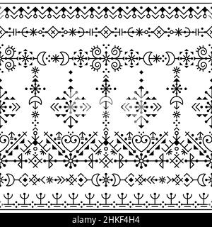 Motif tribal style islandais style art vectoriel sans couture patten avec coeurs, lunes et formes géométriques, imprimé textile ou tissu Illustration de Vecteur