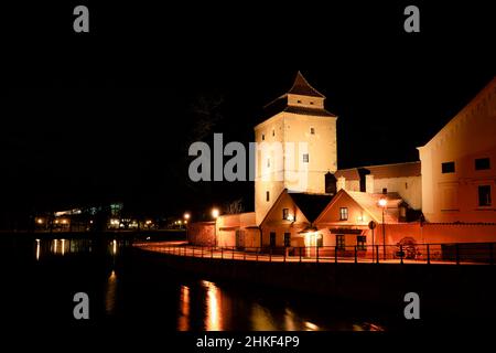 Tour de la jeune fille de fer (Zelezna panna - en tchèque) sur le remblai de Zatkov (Zatkovo nabrezi).Ceske Budejovice, Tchéquie Banque D'Images