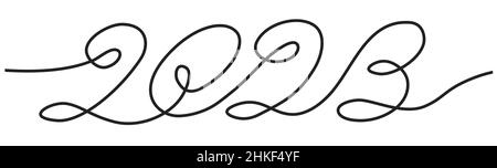 2023 an un dessin continu ligne Doodle simple tiré à la main année numéro, modifiable illustration vectorielle Illustration de Vecteur