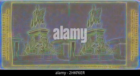 Inspiré par la statue équestre de Frederick William III dans le Lustgarten à Berlin, Denkmal Friedrich Wilhelm III im Lustgarten, Berlin und Umgebung, Sophus Williams, Christian Daniel Rauch, Berlin, 1876, papier, imprimé albumine, hauteur 86 mm × largeur 176 mm, réimaginé par Artotop. L'art classique réinventé avec une touche moderne. Conception de lumière chaleureuse et gaie, de luminosité et de rayonnement de lumière. La photographie s'inspire du surréalisme et du futurisme, embrassant l'énergie dynamique de la technologie moderne, du mouvement, de la vitesse et révolutionne la culture Banque D'Images