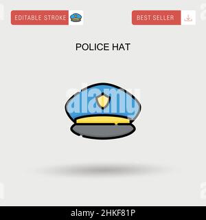 Icône de vecteur simple de chapeau de police. Illustration de Vecteur