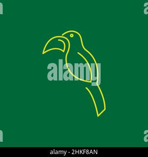 ligne continue oiseau couleur motif toucan logo, vecteur graphique symbole icône illustration idée créative Illustration de Vecteur