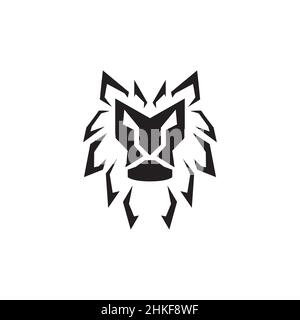 face isolée moderne logo lion noir, vecteur graphique symbole icône illustration idée créative Illustration de Vecteur