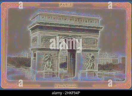 Inspiré par l'Arc de Triomphe à Paris, l'Arc de Triomphe, Paris, Étienne Neurdein, Paris, 1870 - 1900, imprimé albumine, hauteur 108 mm × largeur 164 mm, réimaginé par Artotop. L'art classique réinventé avec une touche moderne. Conception de lumière chaleureuse et gaie, de luminosité et de rayonnement de lumière. La photographie s'inspire du surréalisme et du futurisme, embrassant l'énergie dynamique de la technologie moderne, du mouvement, de la vitesse et révolutionne la culture Banque D'Images