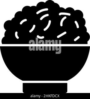 Riz dans Un bol Glyph Icon Food Vector Illustration de Vecteur