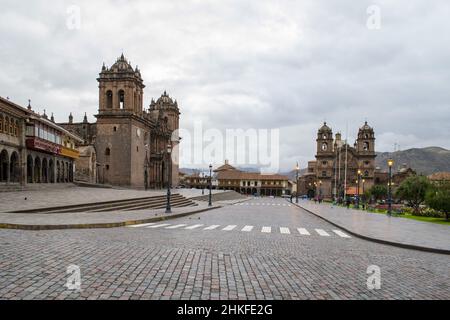 Plaza de Armas à Cusco tôt le matin. Banque D'Images