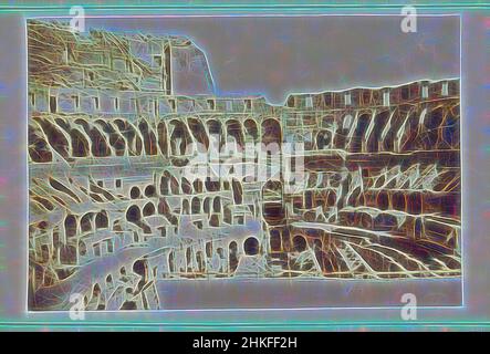 Inspiré par la vue de l'intérieur du Colisée à Rome, Colosseum, 1850 - 1900, imprimé en albumine, hauteur 108 mm × largeur 167 mm, réimaginé par Artotop. L'art classique réinventé avec une touche moderne. Conception de lumière chaleureuse et gaie, de luminosité et de rayonnement de lumière. La photographie s'inspire du surréalisme et du futurisme, embrassant l'énergie dynamique de la technologie moderne, du mouvement, de la vitesse et révolutionne la culture Banque D'Images