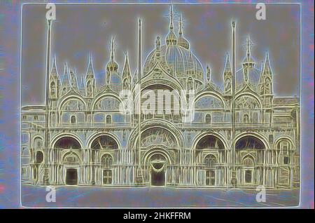 Inspiré par la vue de la façade de San Marco à Venise, Patriarcale Kathedrale Basiliek van San Marco, 1850 - 1900, imprimé en albumine, hauteur 103 mm × largeur 157 mm, réimaginé par Artotop. L'art classique réinventé avec une touche moderne. Conception de lumière chaleureuse et gaie, de luminosité et de rayonnement de lumière. La photographie s'inspire du surréalisme et du futurisme, embrassant l'énergie dynamique de la technologie moderne, du mouvement, de la vitesse et révolutionne la culture Banque D'Images