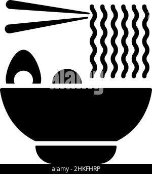 Symbole de glyphe ramen vecteur alimentaire Illustration de Vecteur