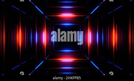 3D Render Abstract arrière-plan vol sans fin dans un couloir métallique futuriste, tunnel hyperspatial.Un arrière-plan moderne et élégant Banque D'Images