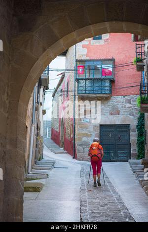 Espagne, Navarre, Ciruqui (Zirauki), randonnée sur le Camino Francés, route espagnole du pèlerinage à Saint-Jacques-de-Compostelle, classé au patrimoine mondial de l'UNESCO Banque D'Images