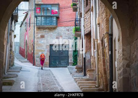 Espagne, Navarre, Ciruqui (Zirauki), randonnée sur le Camino Francés, route espagnole du pèlerinage à Saint-Jacques-de-Compostelle, classé au patrimoine mondial de l'UNESCO Banque D'Images