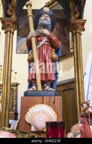 France, Gironde, Sainte-Foy-la-Grande, scène sur la via Lemovicensis ou Vezelay, l'une des voies principales vers Saint-Jacques-de-Compostelle, église notre-Dame, autel des pèlerins Banque D'Images