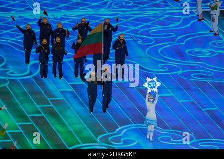 Pékin, Chine.4th févr. 2022.Les cérémonies d'ouverture des Jeux olympiques d'hiver de 2022 commencent au stade national de Beijing, en Chine.(Image de crédit : © Walter G. Arce Sr.ZUMA Press Wire) Banque D'Images