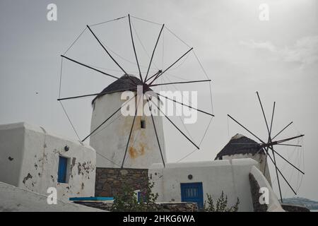 Photo des constructions blanches de Mykonos en Grèce Banque D'Images