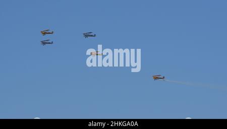 Tigermoth planes volant dans une formation de Southern Cross pendant les célébrations de l'Australia Day à Perth Banque D'Images