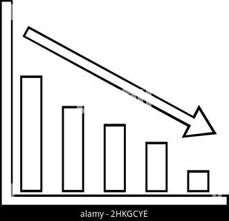 Illustration vectorielle d'un graphique à barres présentant une tendance vers le bas, en noir et blanc Illustration de Vecteur