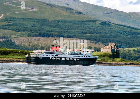 DUART Castle le château de 13th siècle et siège de Clan MacLean sur un promontoire dans le détroit de Mull et Loch Linnhe, île de Mull, Hebridies intérieures, Écosse Banque D'Images