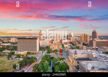 San Antonio, Texas, États-Unis Drone Skyline Aerial Panorama Banque D'Images