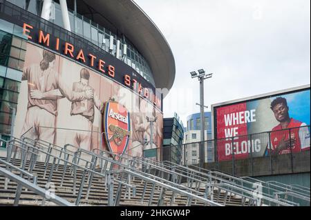 Londres, Royaume-Uni.03rd févr. 2022.Londres, Angleterre, 2022 Emirates Stadium, Arsenal FC football Grounds of London, Angleterre Karl W Newton/Sports Press photo: SPP Sport Press photo./Alamy Live News Banque D'Images