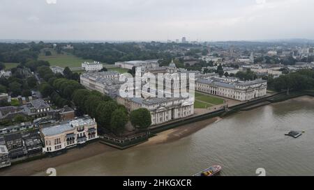 Greenwich Naval College Londres UK été vue aérienne drone , Banque D'Images