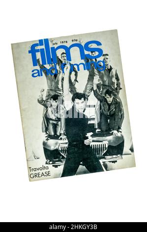 Un exemplaire du magazine films and Filming de juillet 1978 avec John Travolta in Grease sur la couverture. Banque D'Images